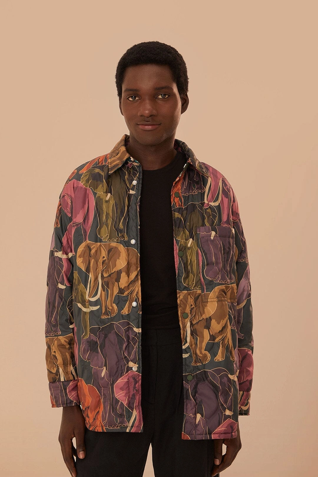 Elephants Reversible Puffer Shirt Water Resistant Soft Fleece Interior