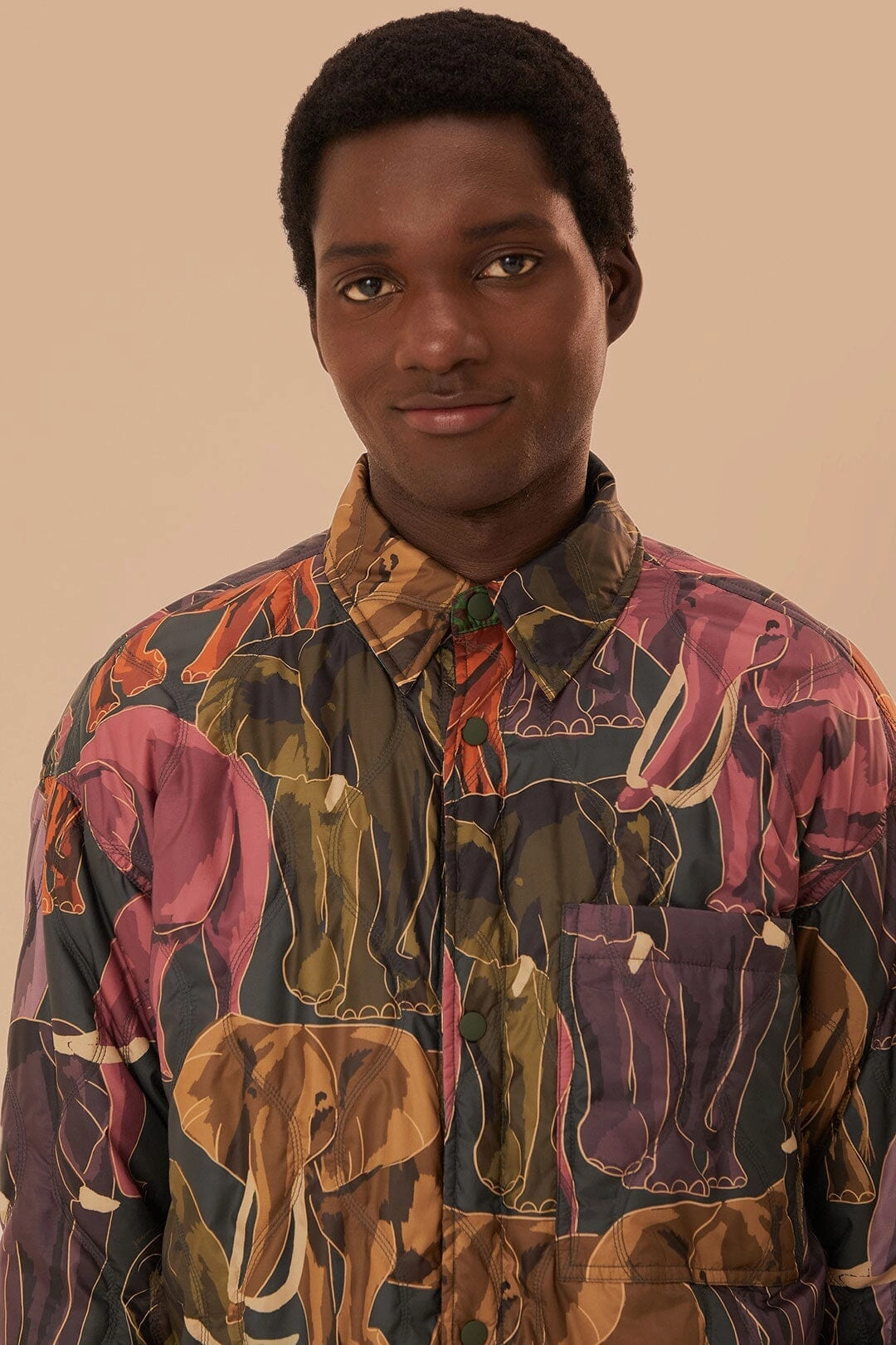 Elephants Reversible Puffer Shirt Casual Trend Four Way Stretch Material