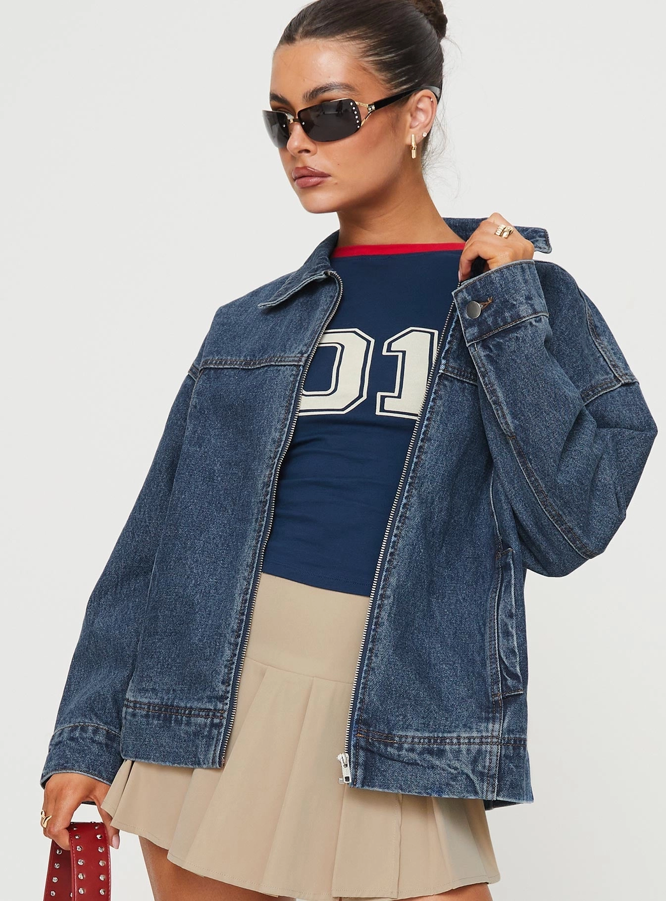 Chill Day Layer Lightweight Material Goldsmith Denim Bomber Jacket Mid Wash