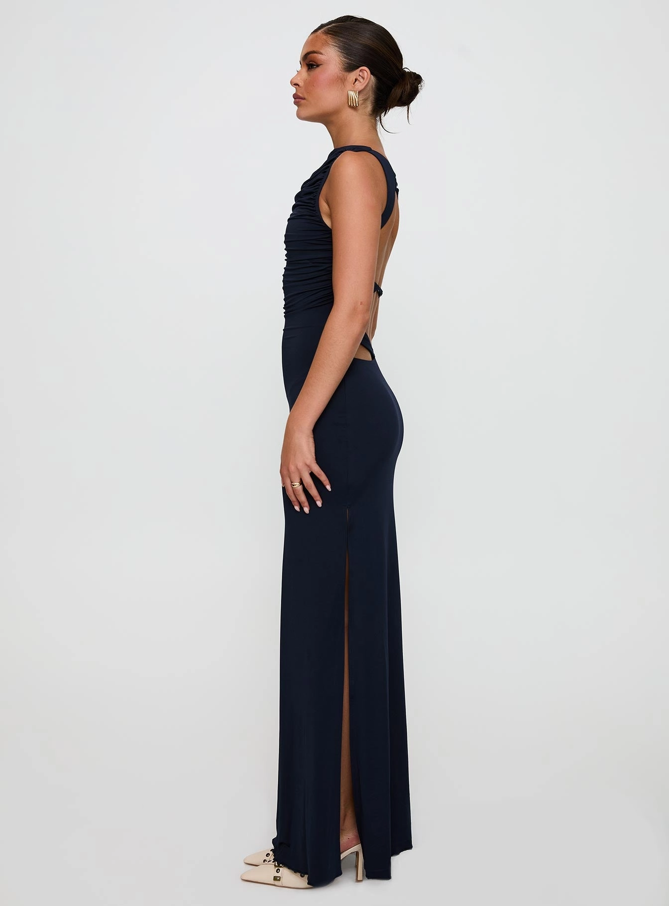 Undeniable Cut Out Maxi Dress Navy Premium Material Subtle Touch