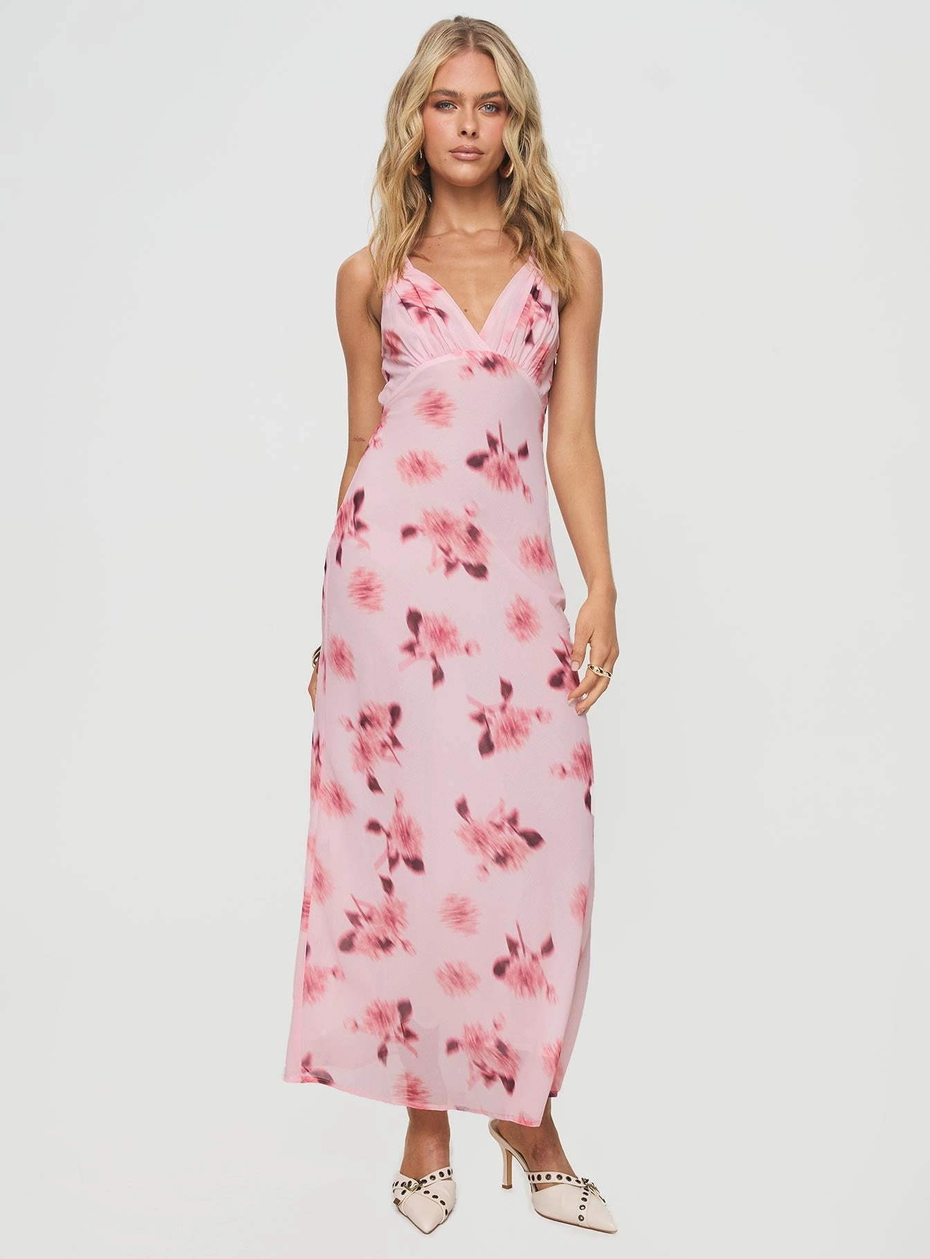 Boho Mood Silky-Lining Maysa Floral Maxi Dress Pink