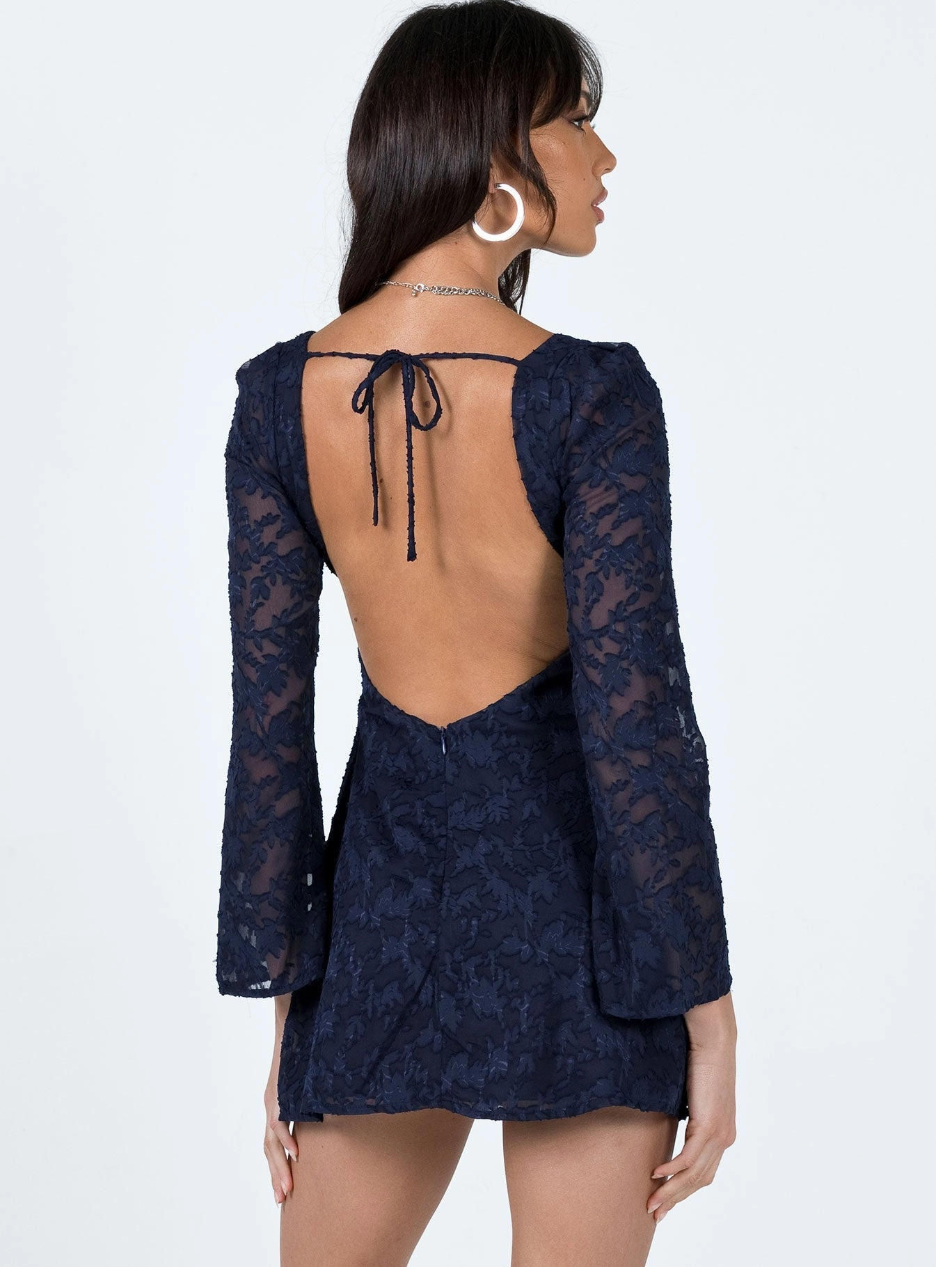 Reversible-Style Eryn Long Sleeve Mini Dress Navy