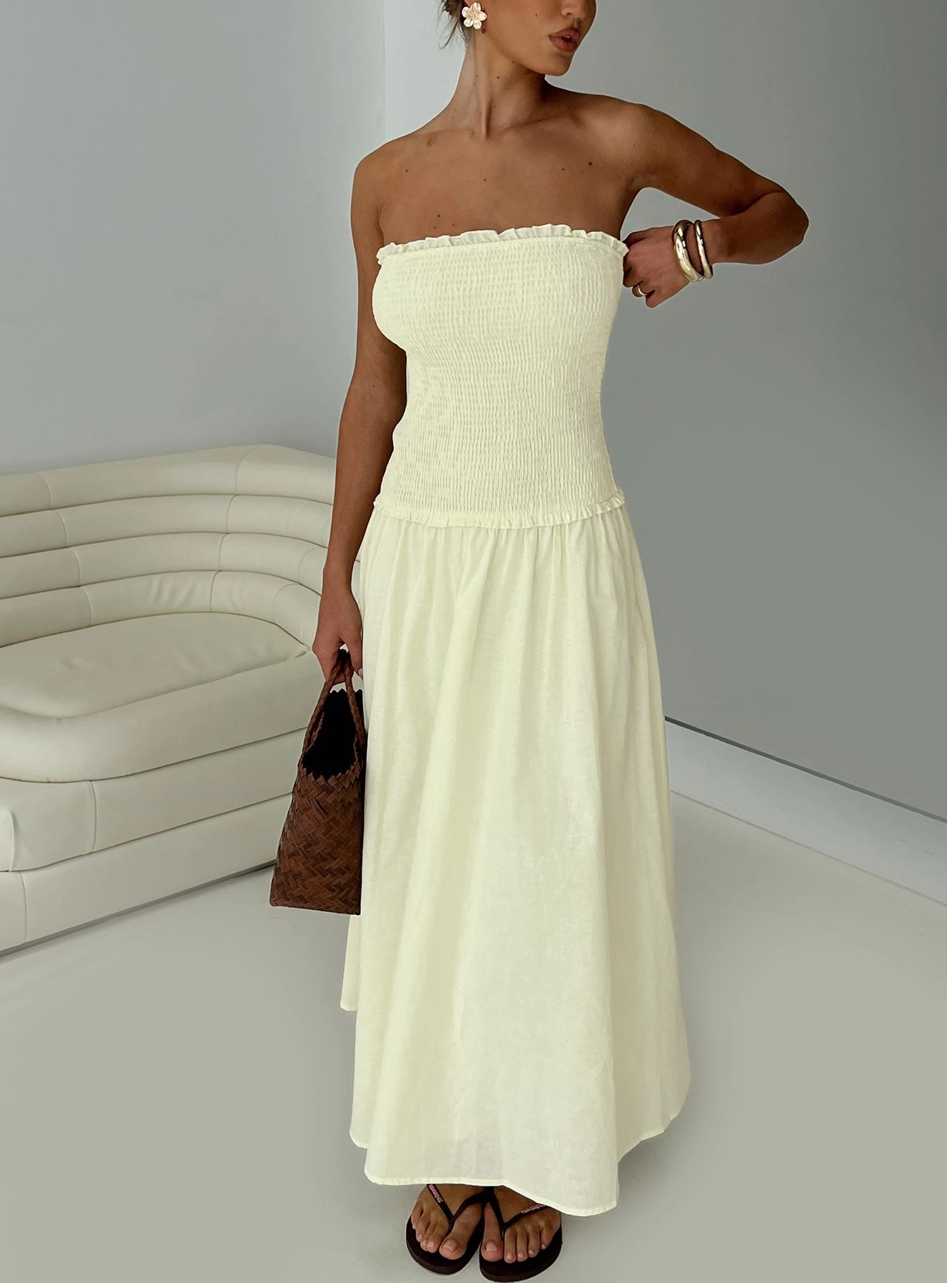 Tinsie Strapless Maxi Dress Yellow Daily Go