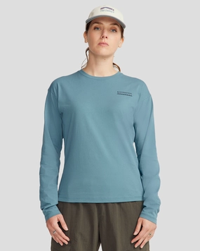 Heritage Logo Women's Organic Cotton L/S Tee - Washed Blue Flexible Fit