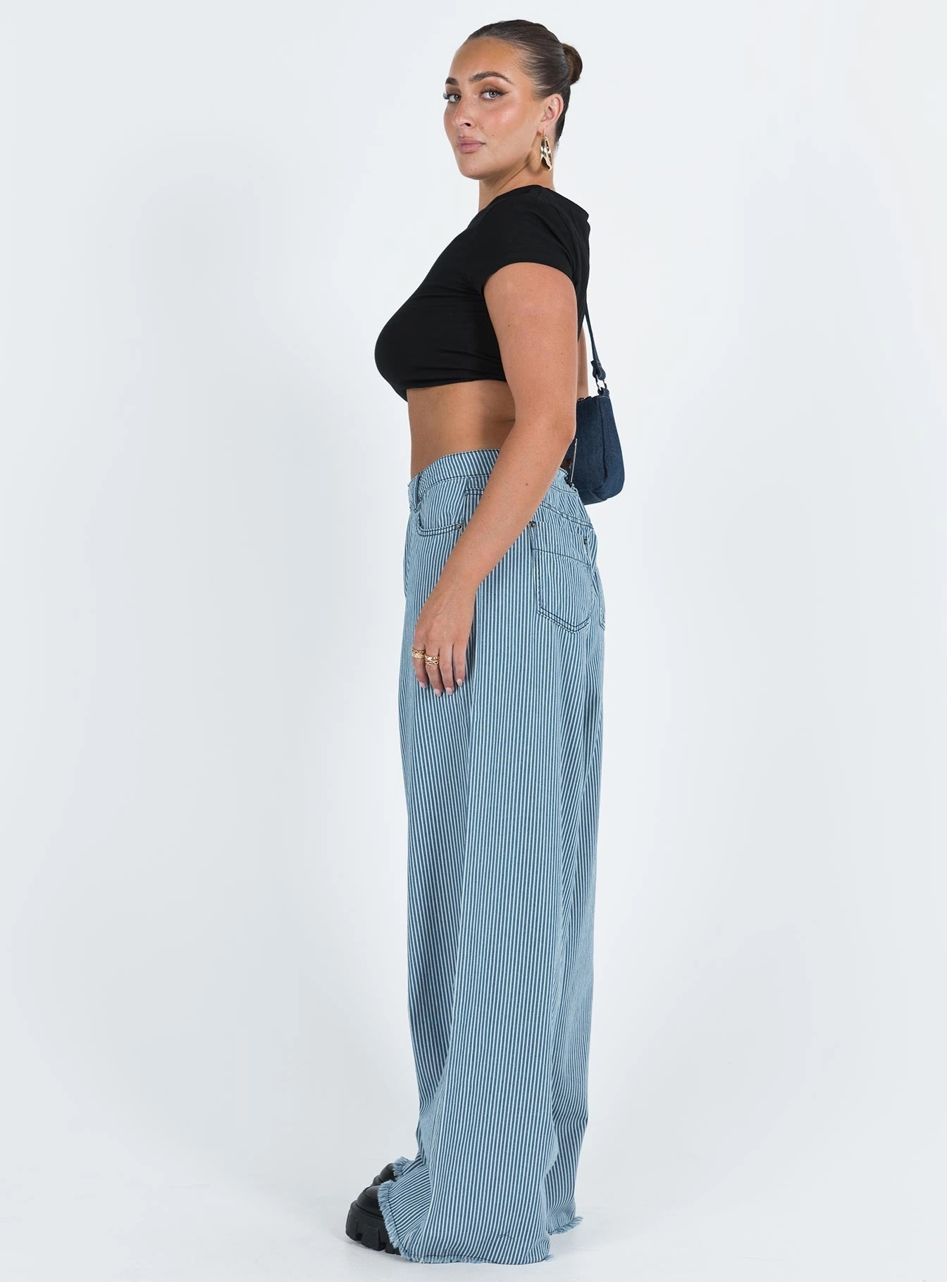 Night Out Everyday Holiday Vibes Eivissa Baggy Jeans Blue Denim Stripe
