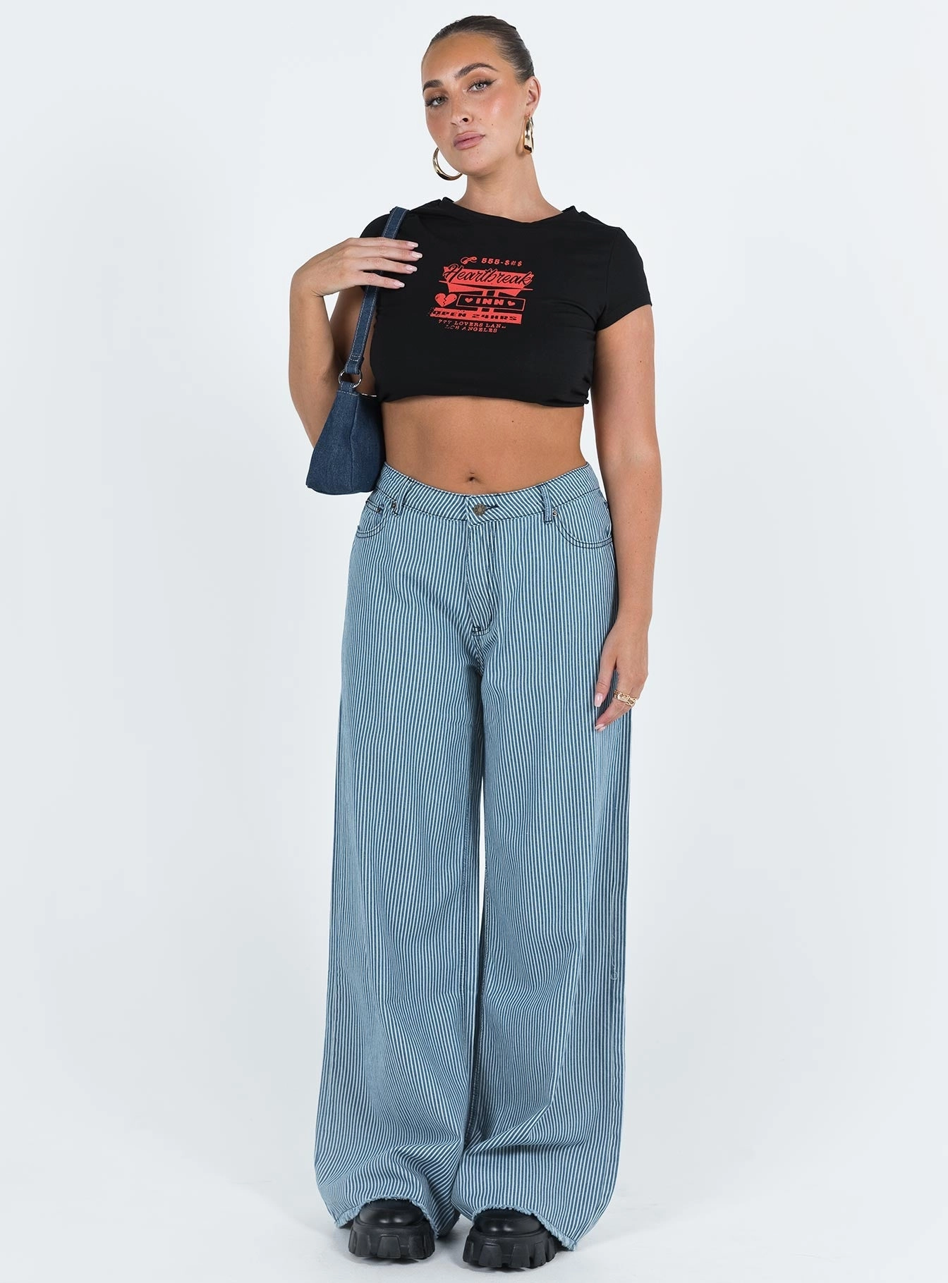 Eivissa Baggy Jeans Blue Denim Stripe Neutral Outfit Piece