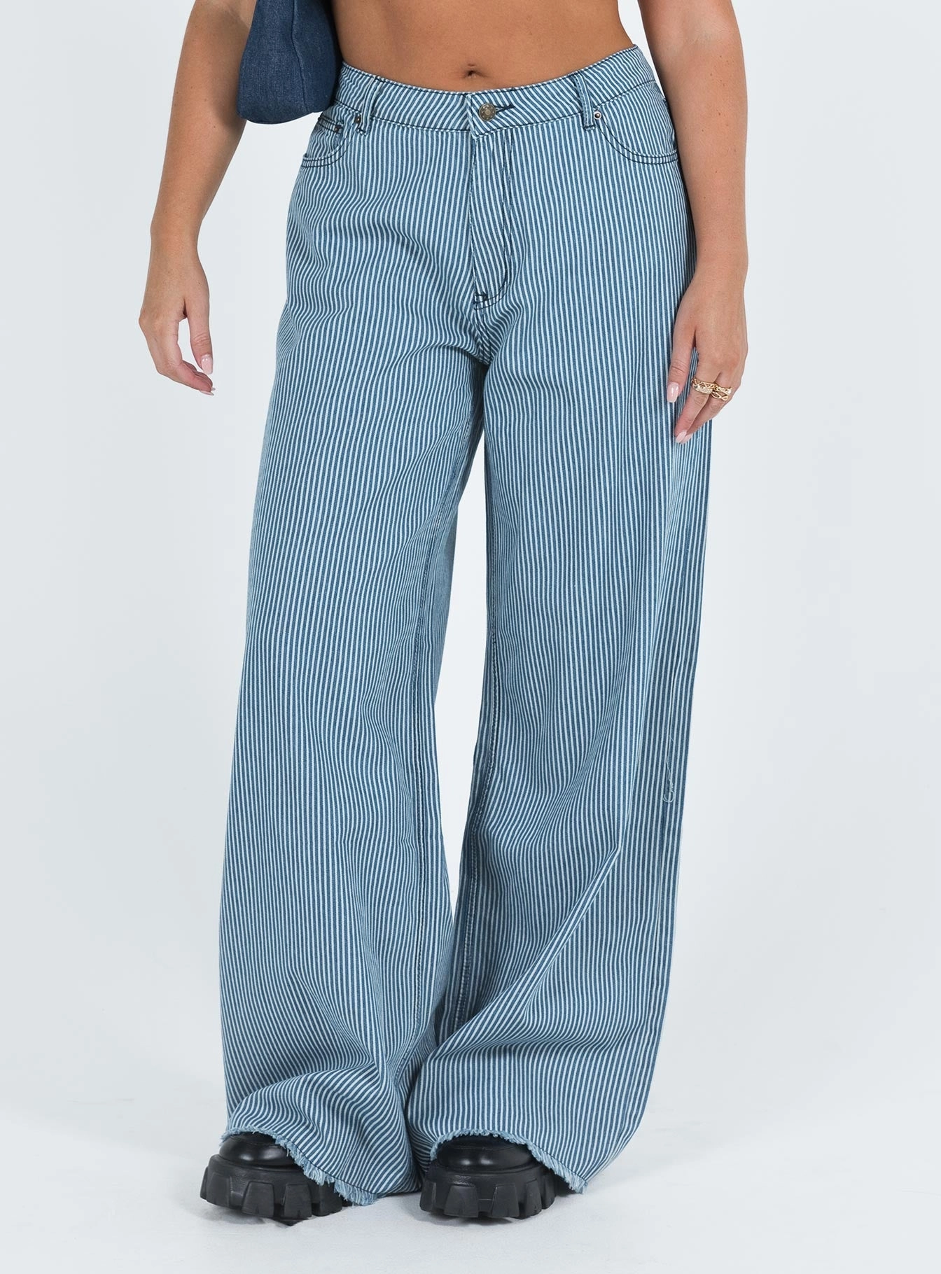 Eivissa Baggy Jeans Blue Denim Stripe easy move