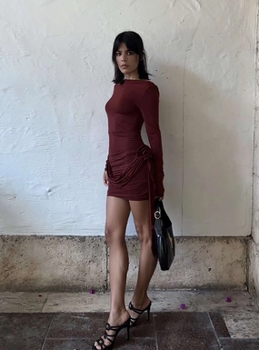 Dance-Party Silky texture Glory Mini Dress Garnet