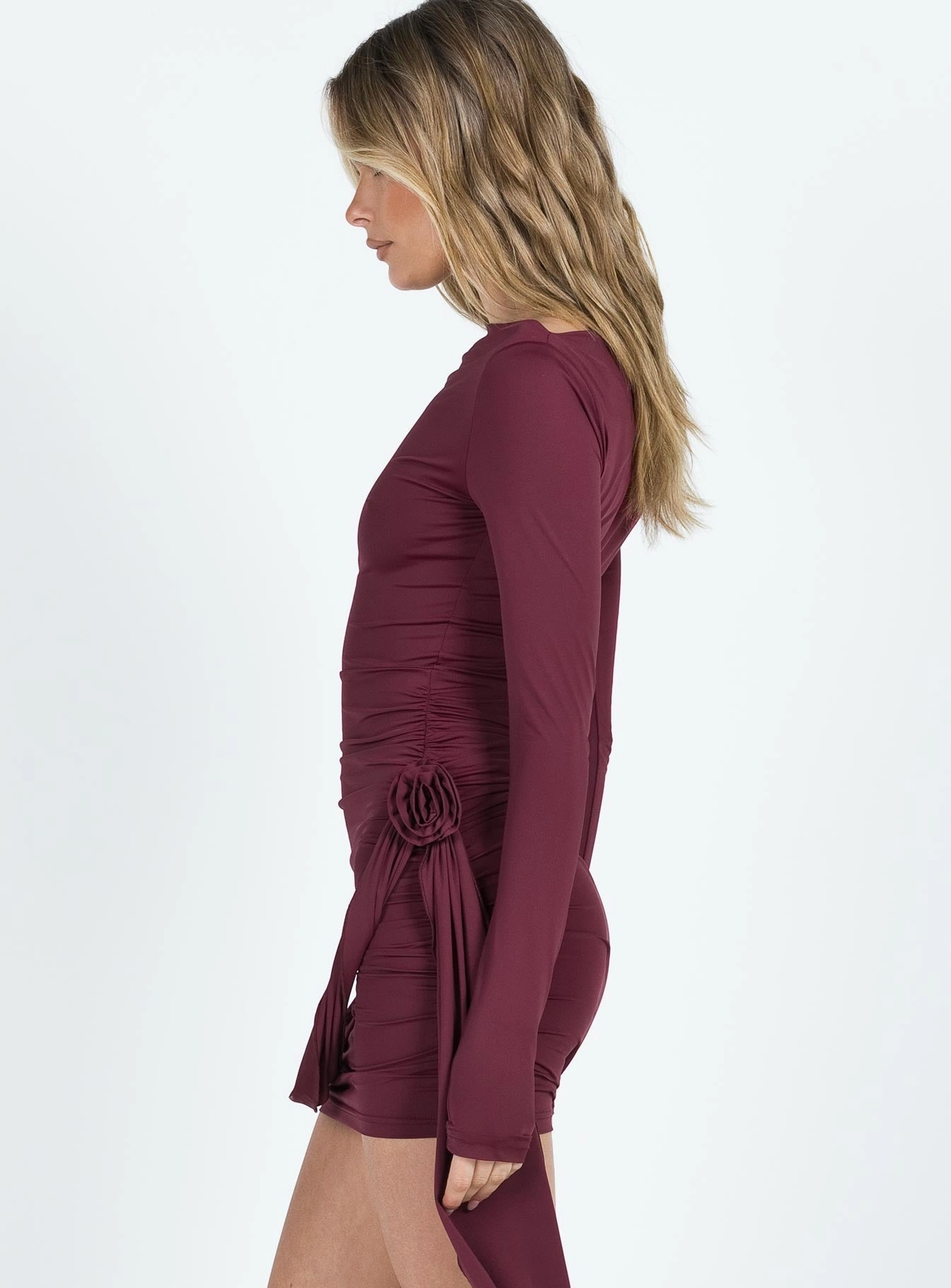 Sleek And Stylish Seasonal Must-Have Glory Mini Dress Garnet