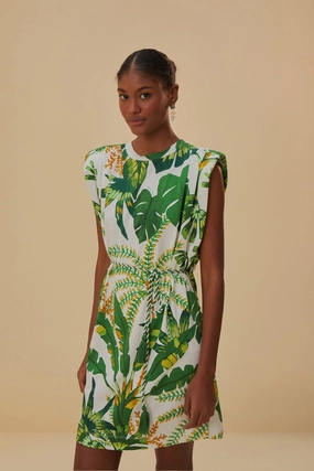 Seasonal Layering Sporty Active Wear Tropical Forest Off-White T-Shirt Dress