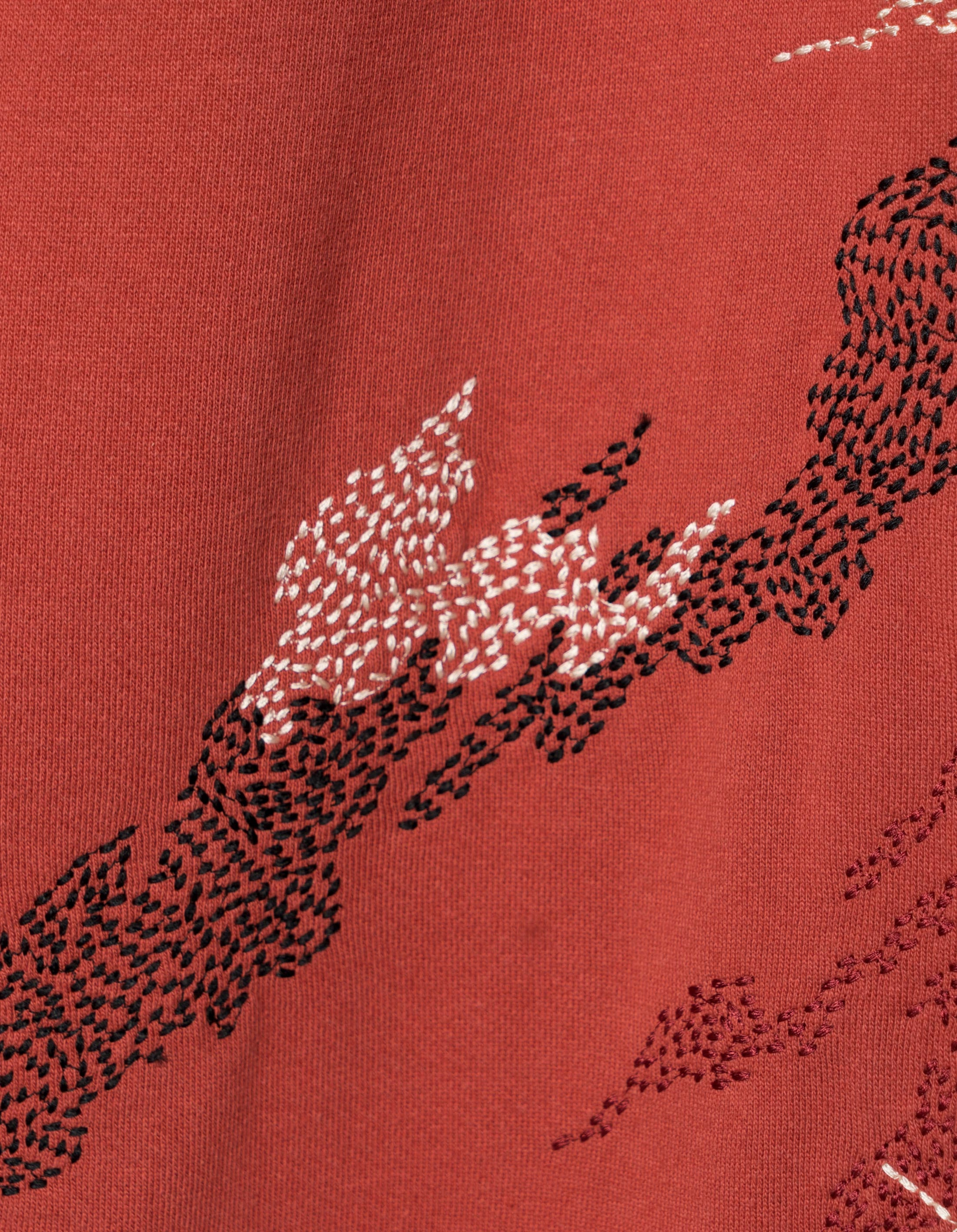 Airy Feel Relaxed Comfort Wear 6202 Sashiko Bonsai Asym Sweatpants Redwood