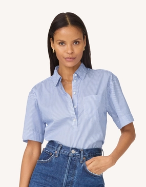 Quick Release Placket Distressed finish unsubscribed boyfriend popover top