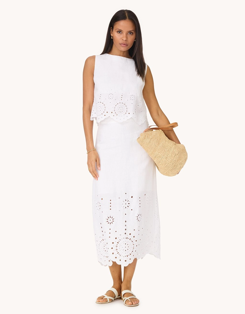 Vintage Wash unsubscribed embroidered linen tank