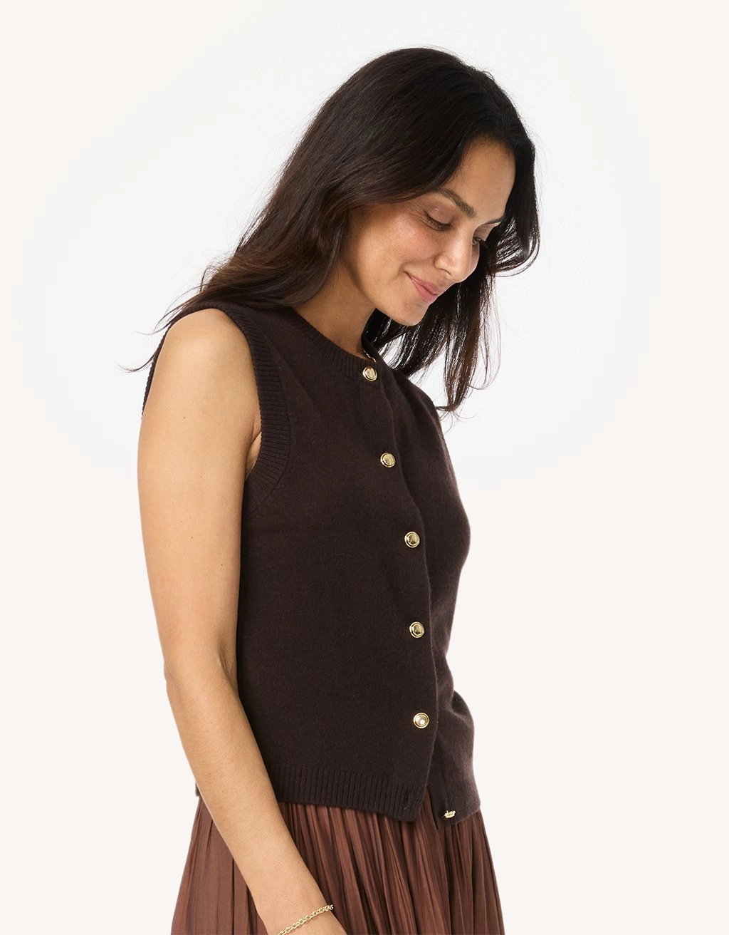 Stretch Flex Ergonomic Sleeve Design Unsubscribed Everyday-Weight Cashmere Sweater Vest