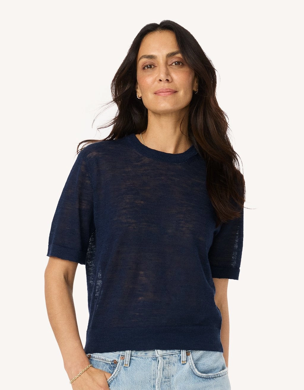 Effortless Warmth Warm and Fashionable unsubscribed linen blend sweater tee