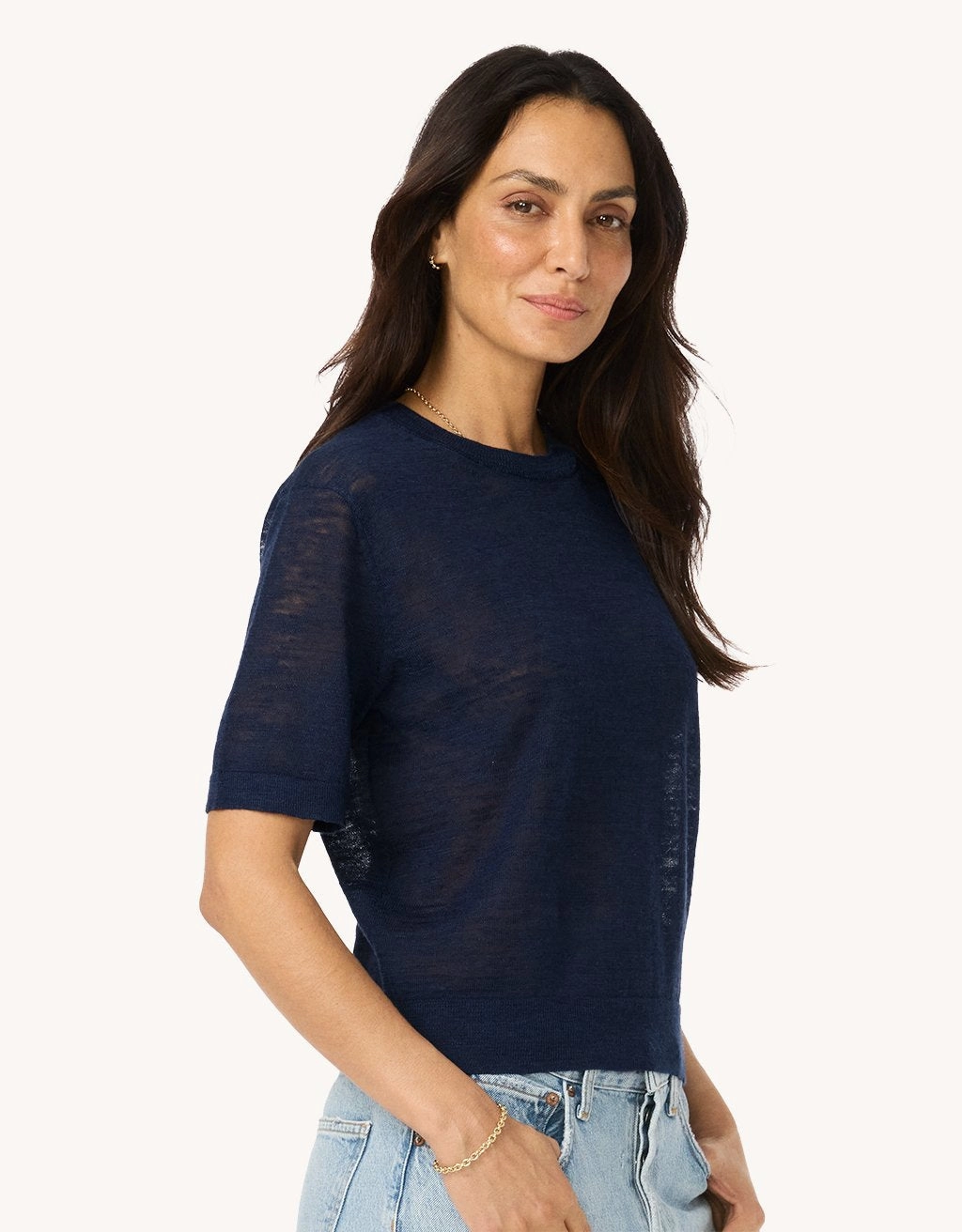 unsubscribed linen blend sweater tee Versatile Stretch Knit texture