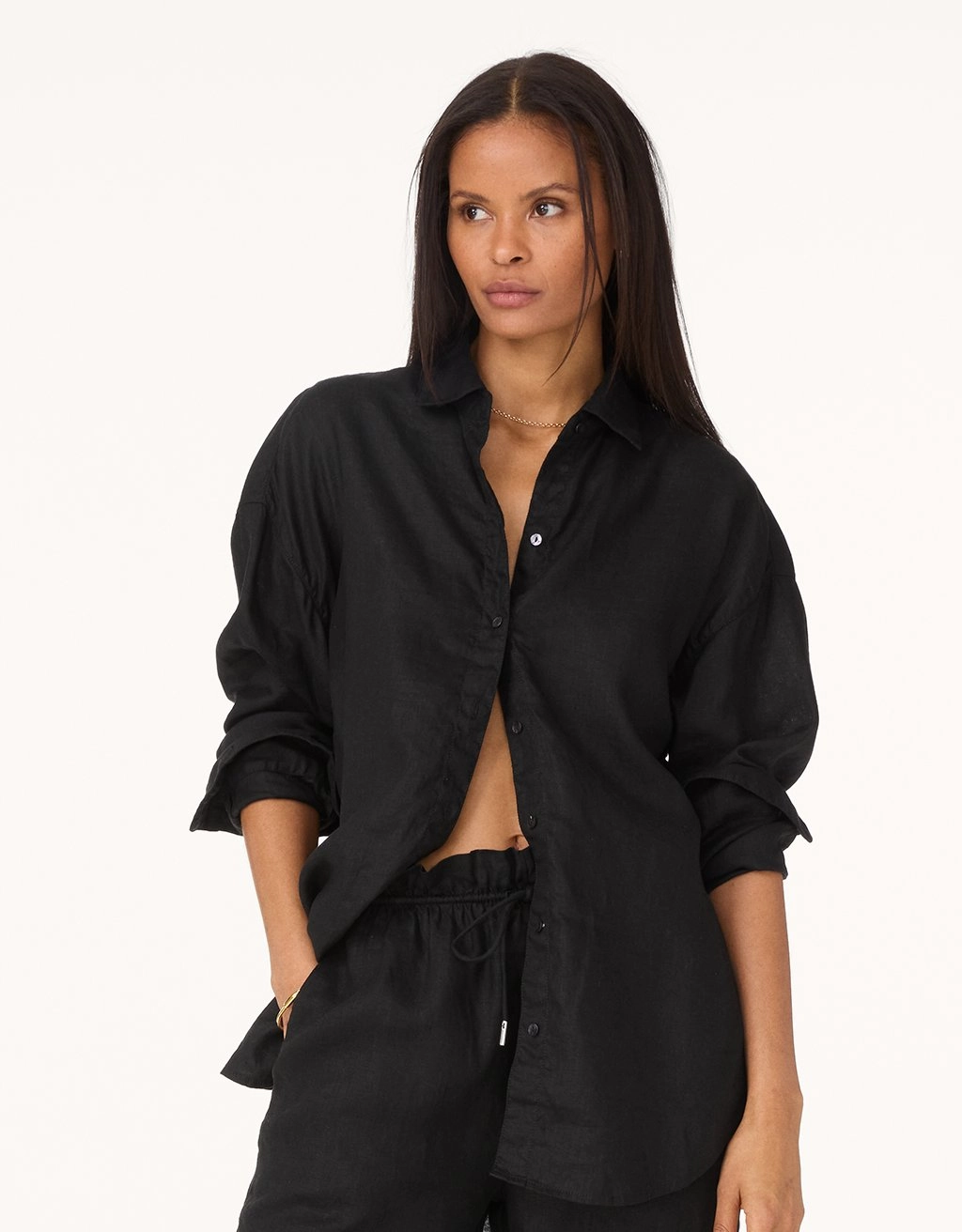 Smooth Zipper Design unsubscribed linen button down