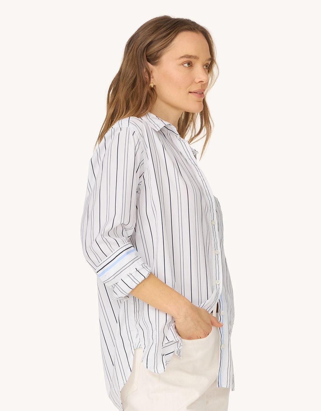 unsubscribed selvage striped boyfriend shirt Fashion-Forward Formal Elegance