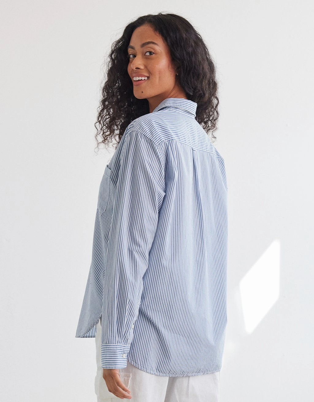 unsubscribed striped boyfriend shirt Quick Dry Construction Multi Pocket Design