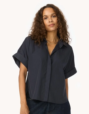 Denim Blend color block Unsubscribed Thomas Mason? Poplin Short Sleeve Button Down Shirt