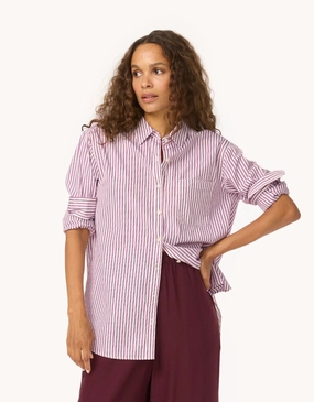Customizable Option Polished Finish Unsubscribed Thomas Mason? Poplin Striped Boyfriend Shirt