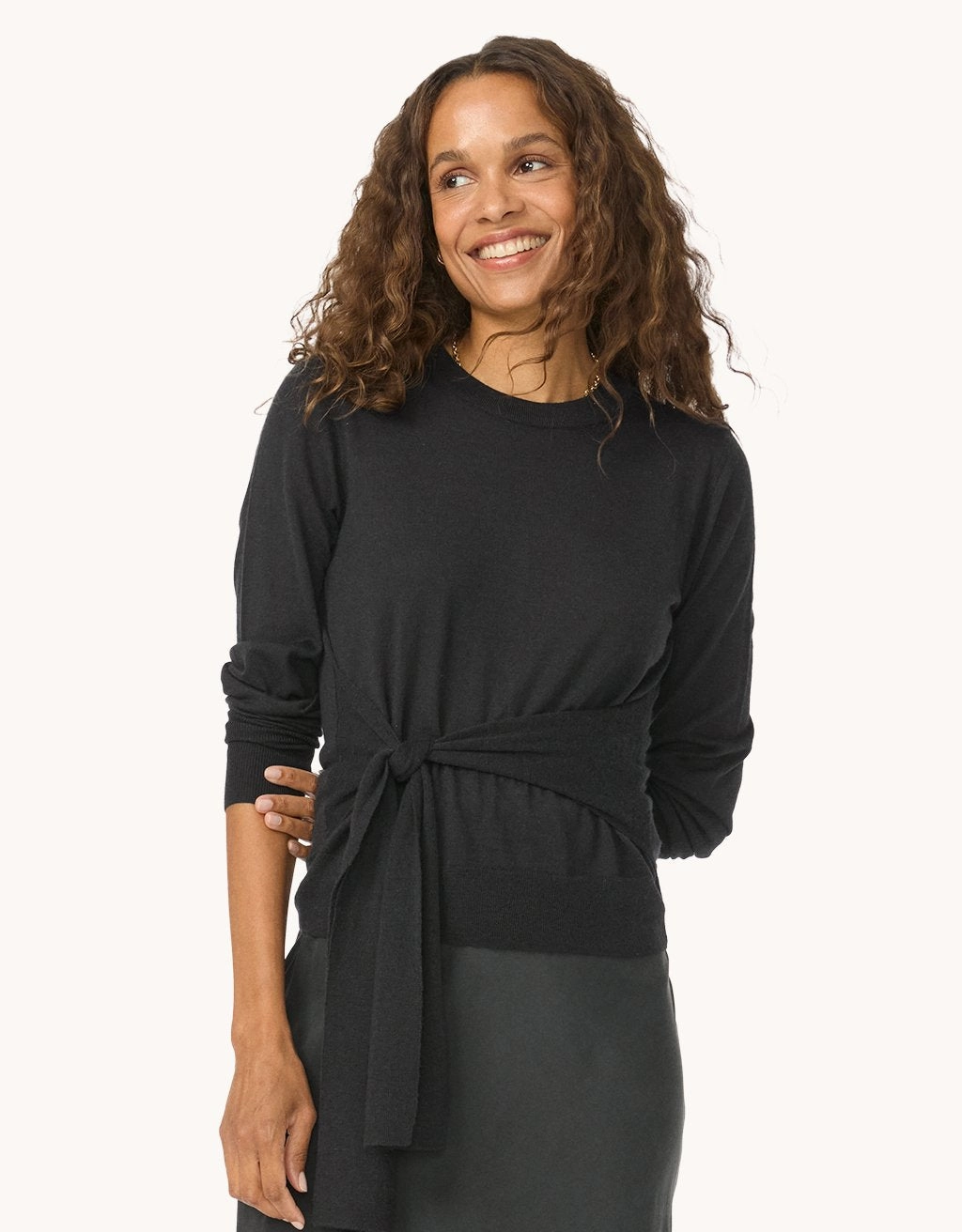Urban Style Comfortable Touch Unsubscribed Whisper-Weight Cashmere Tie Waist Sweater