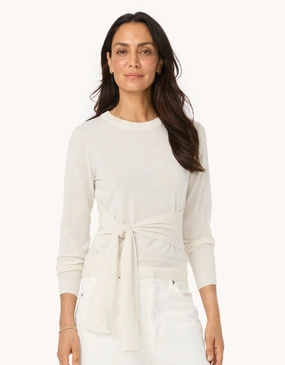 Fine Gauge Relaxed Look Unsubscribed Whisper-Weight Cashmere Tie Waist Sweater