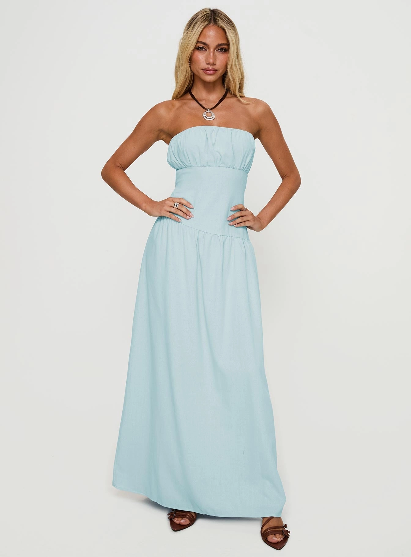 Luabelle Strapless Maxi Dress Blue Family Joy