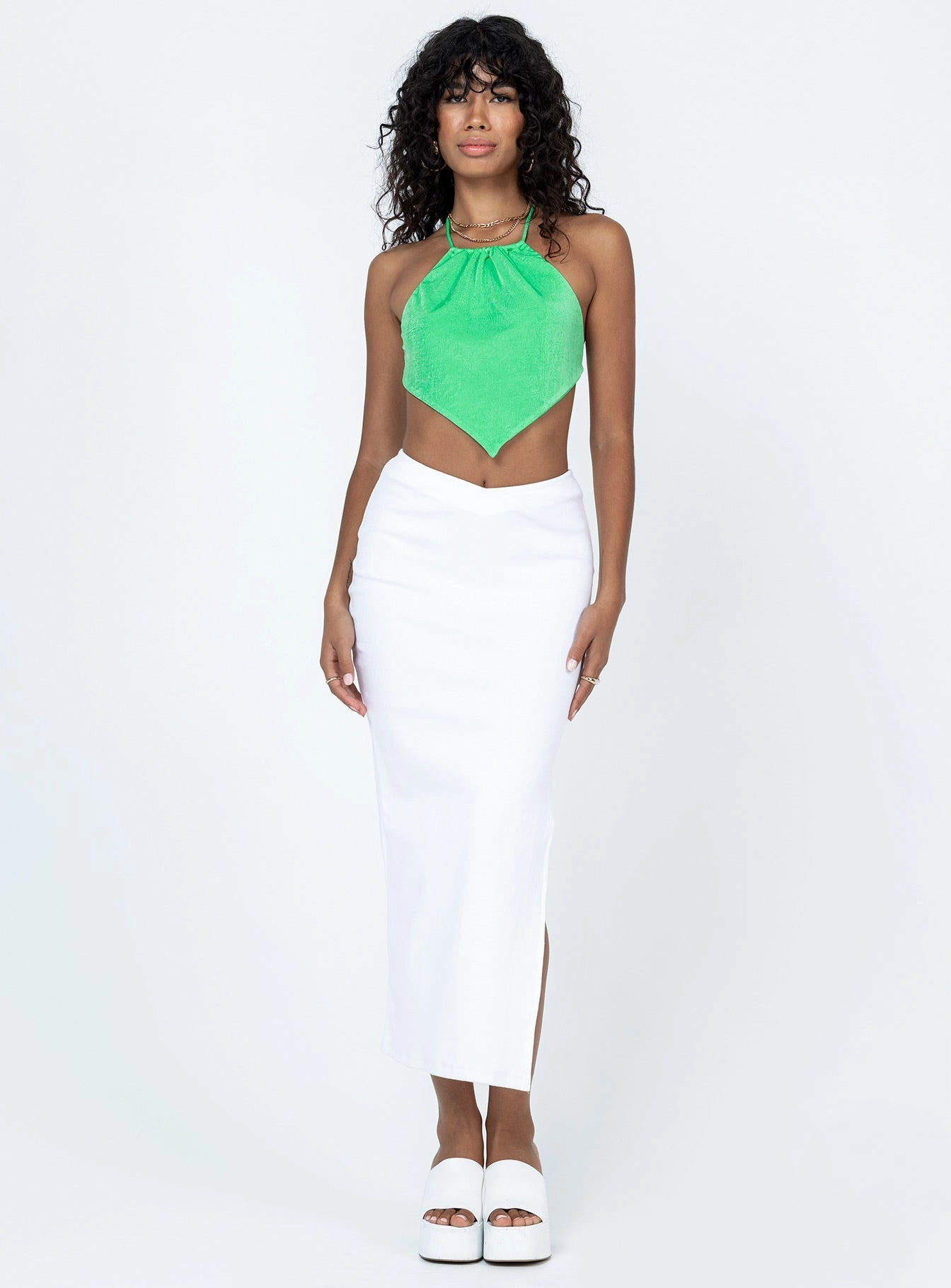 Abigail Midi Skirt White flowy silhouette Sleek Appeal