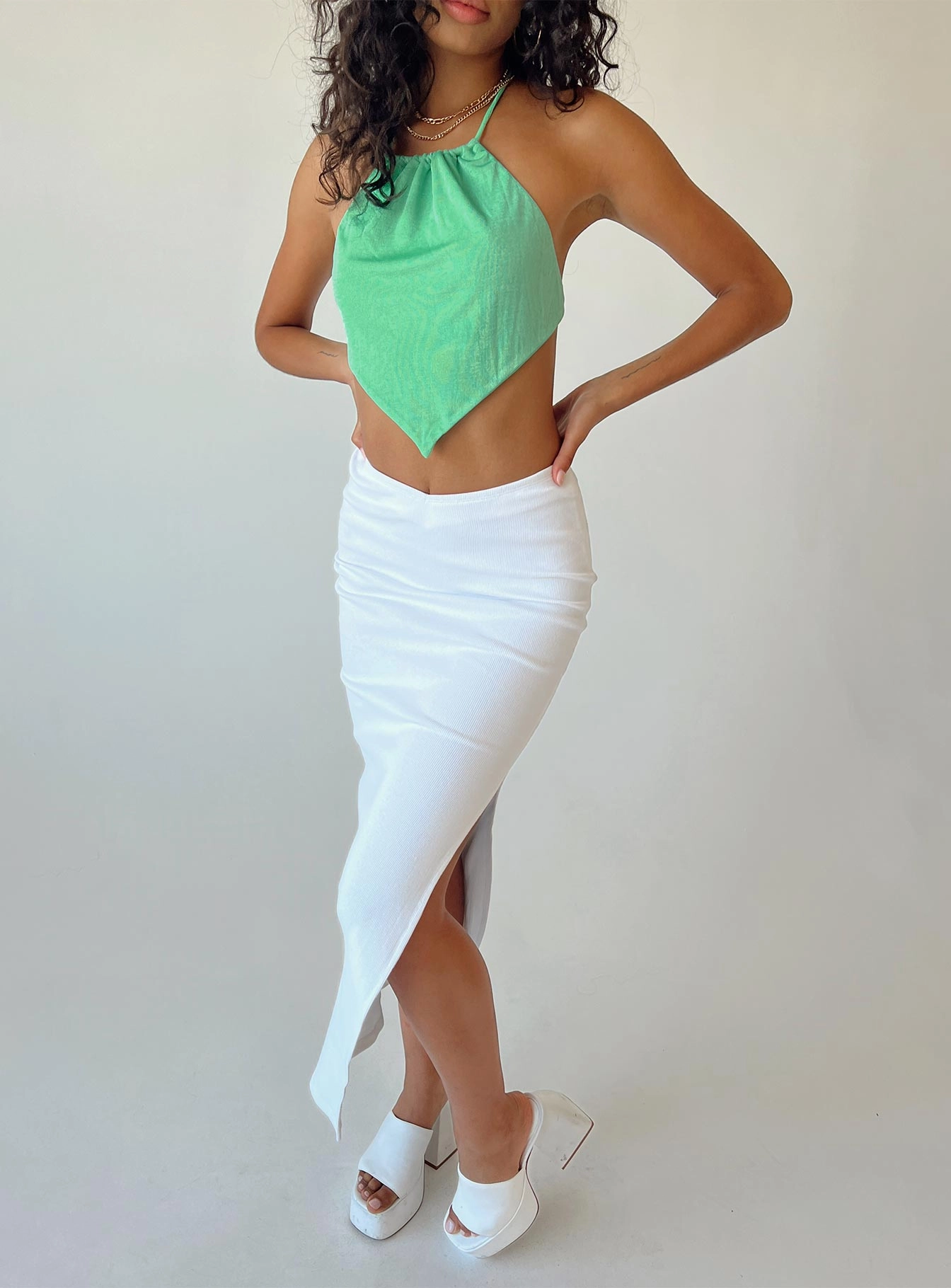 Abigail Midi Skirt White Pastel tone