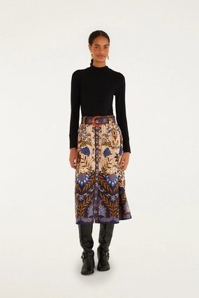 Winter Staple Curve Friendly Pink Marvelous Garden Midi Skirt