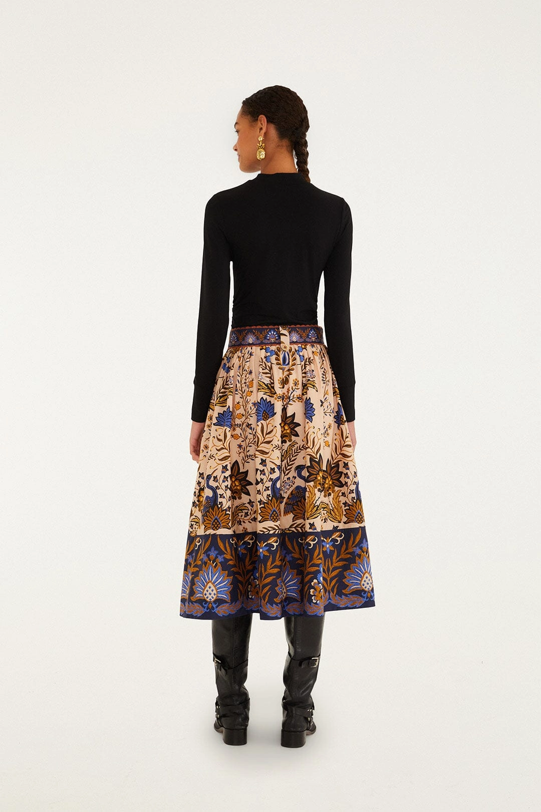 Crisp Fit High Elasticity Material Pink Marvelous Garden Midi Skirt
