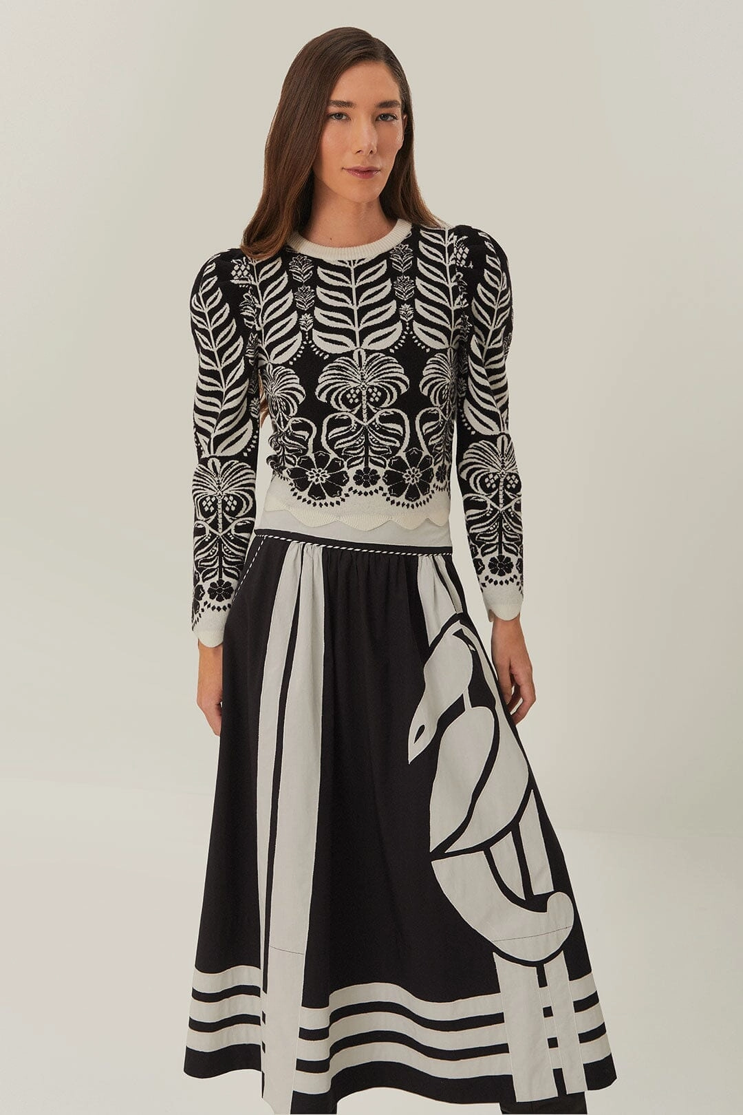 Style Fusion Festival Outfit Black Nature Midi Skirt