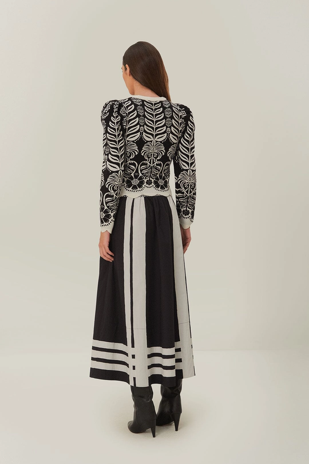 Black Nature Midi Skirt Pleated Construction Custom made