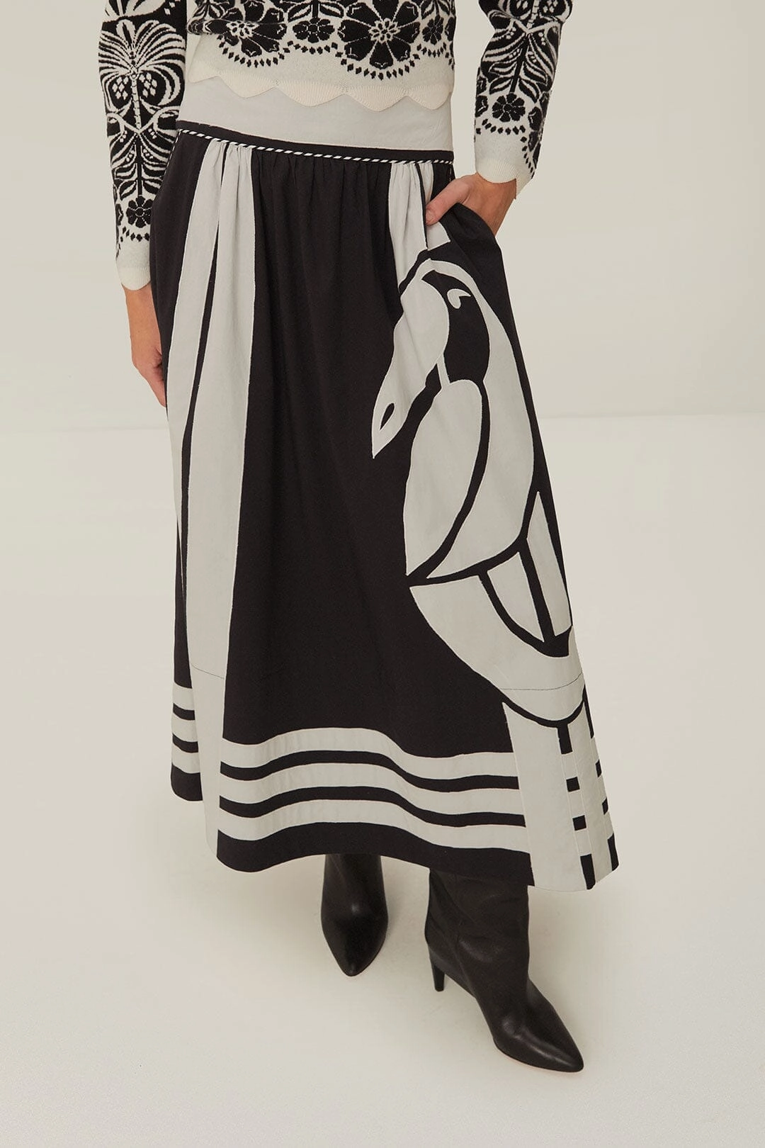 Black Nature Midi Skirt Weekend Style
