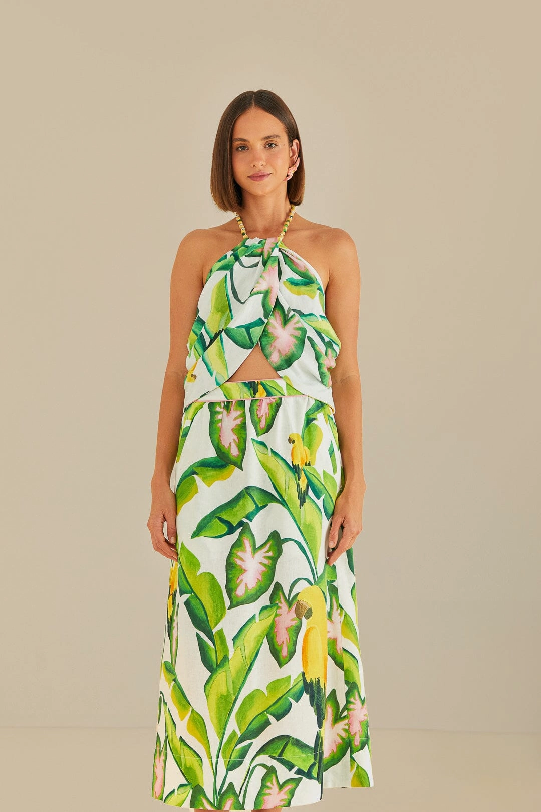 Style Layering Off-White Summer Foliage Skirt