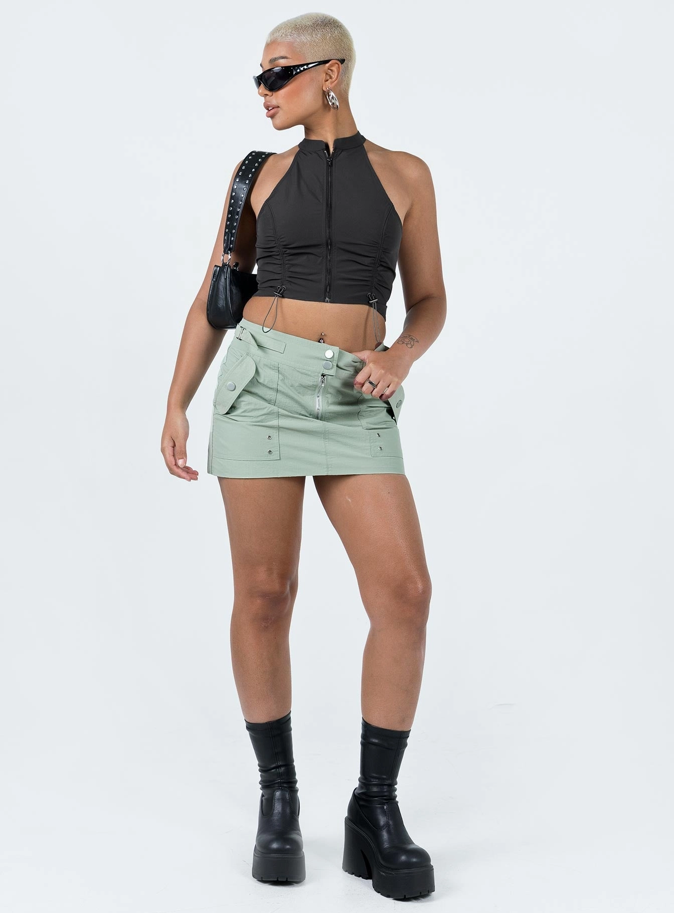 Knightley Cargo Mini Skirt Khaki Waist Defining