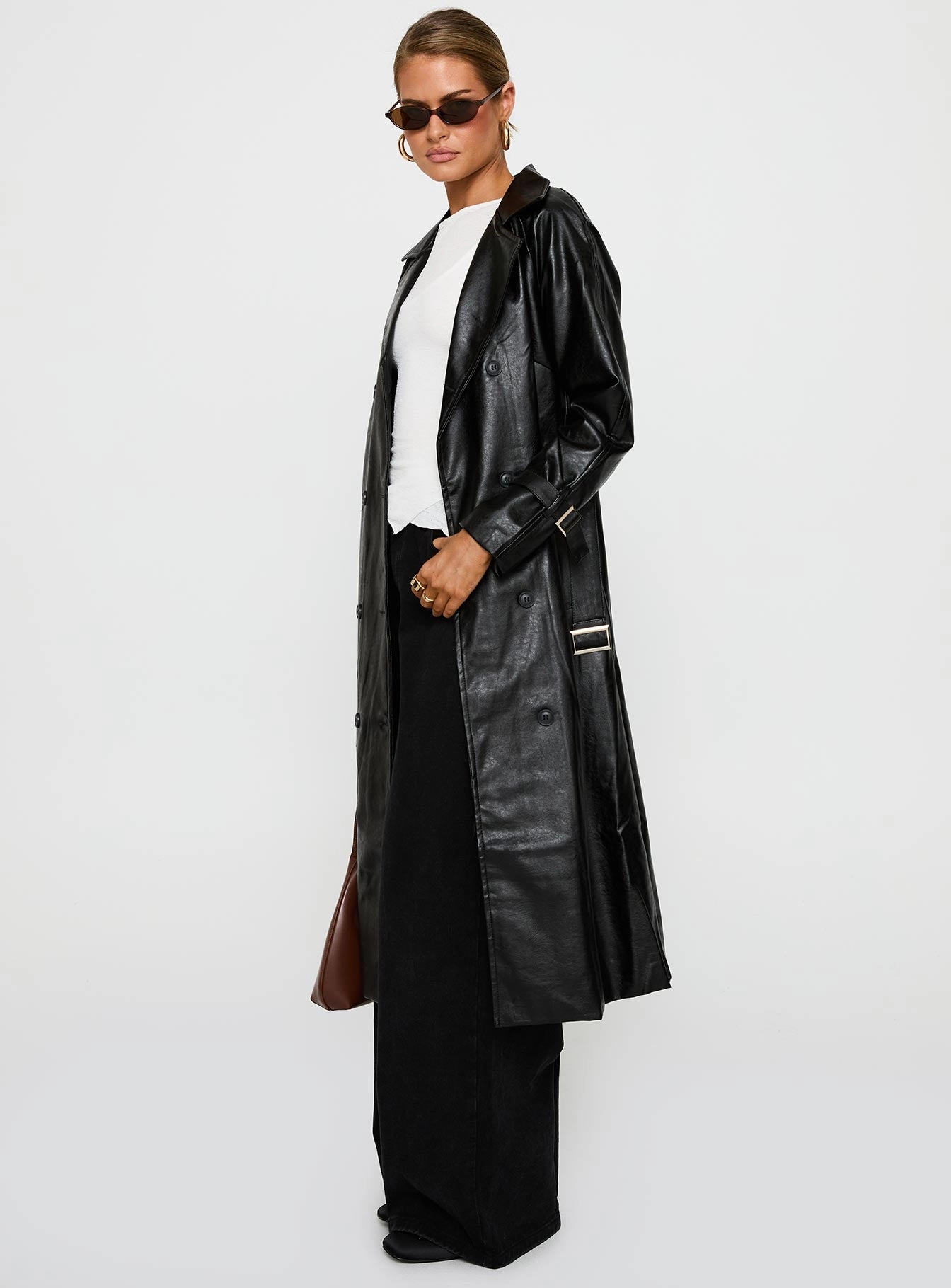 Modern Day Look Stretch Material Montanna Faux Leather Coat Black