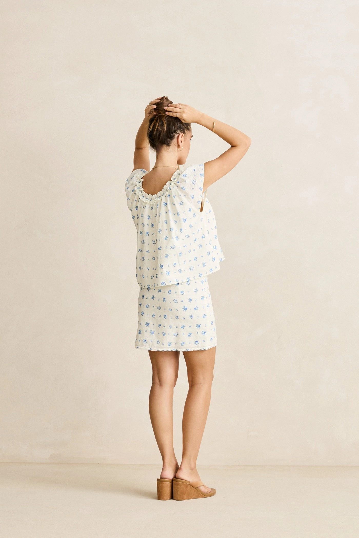 Eco conscious Dahlia Mini Skirt  Sky