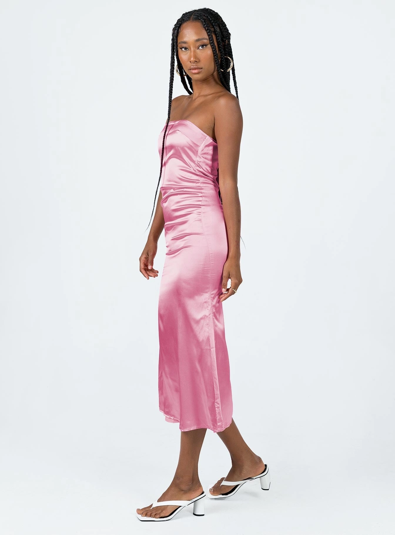 Shaya Strapless Maxi Dress Pink Ribbed-Texture