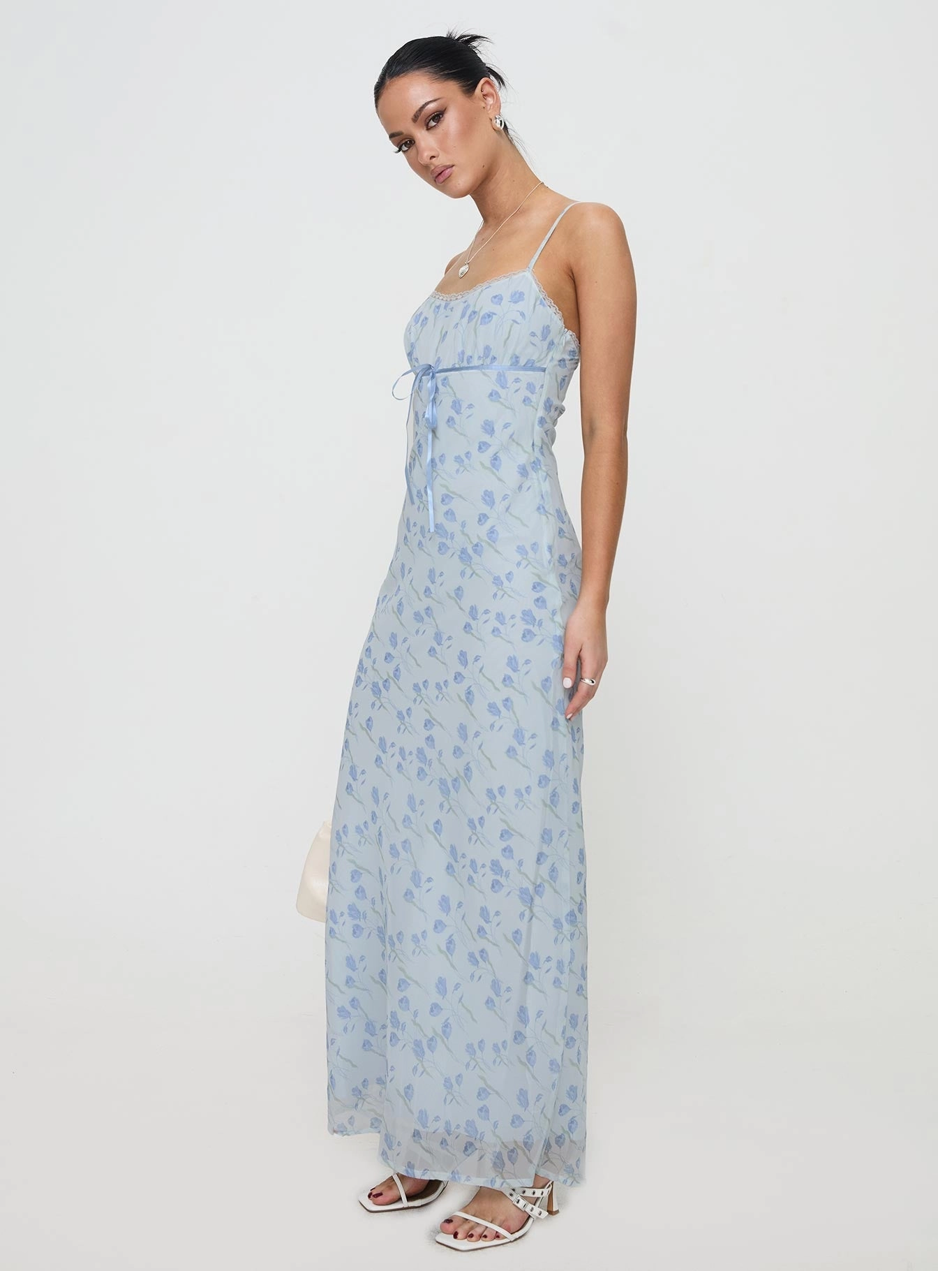 Valencia Maxi Dress Blue Floral Celebration Wear Softly Structured
