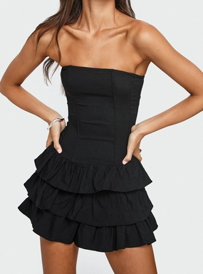 Formal Aura Event Glow Valentia Tiered Mini Dress Black