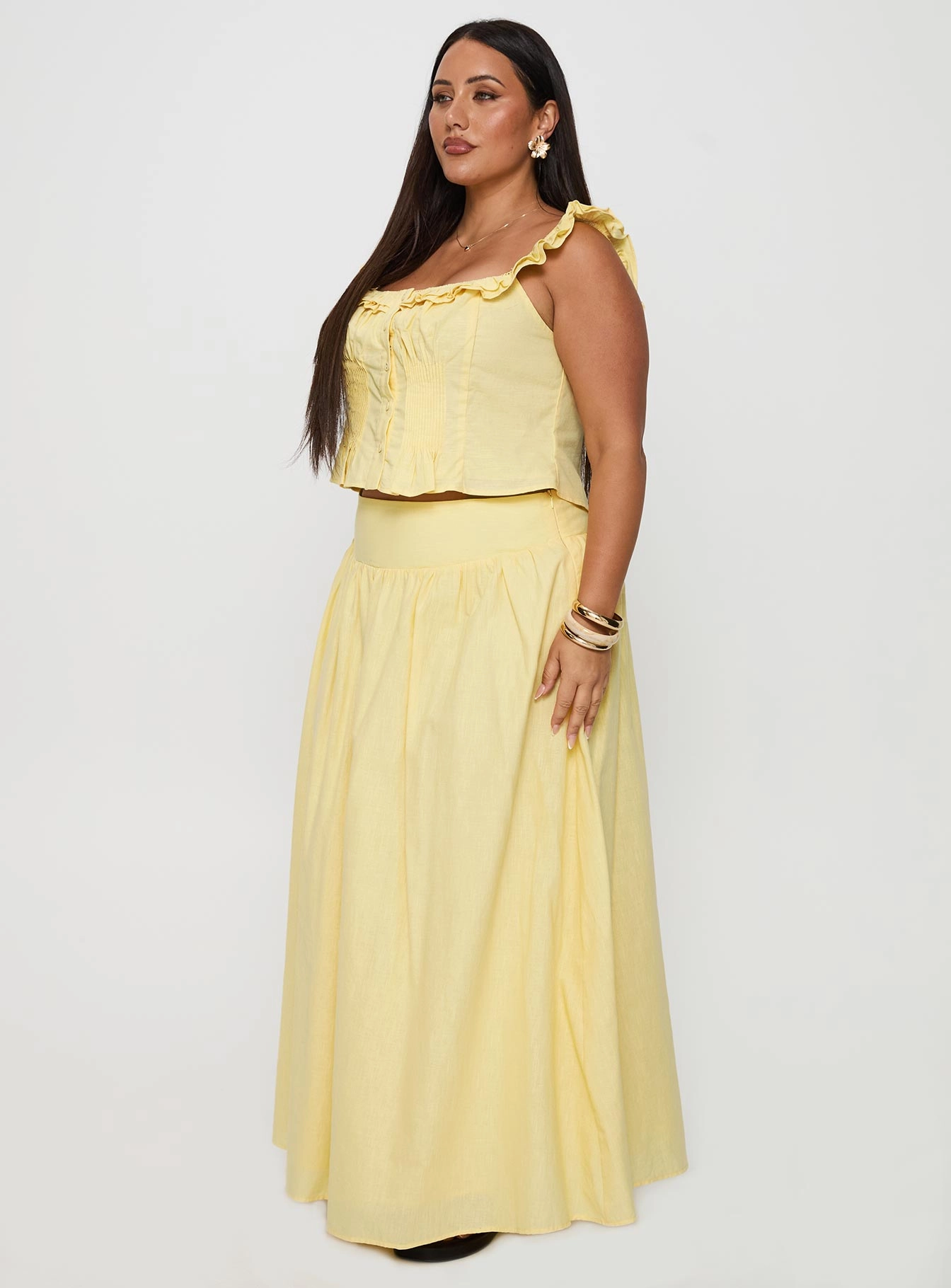 Foldable Design Valerio Maxi Skirt Yellow Curve