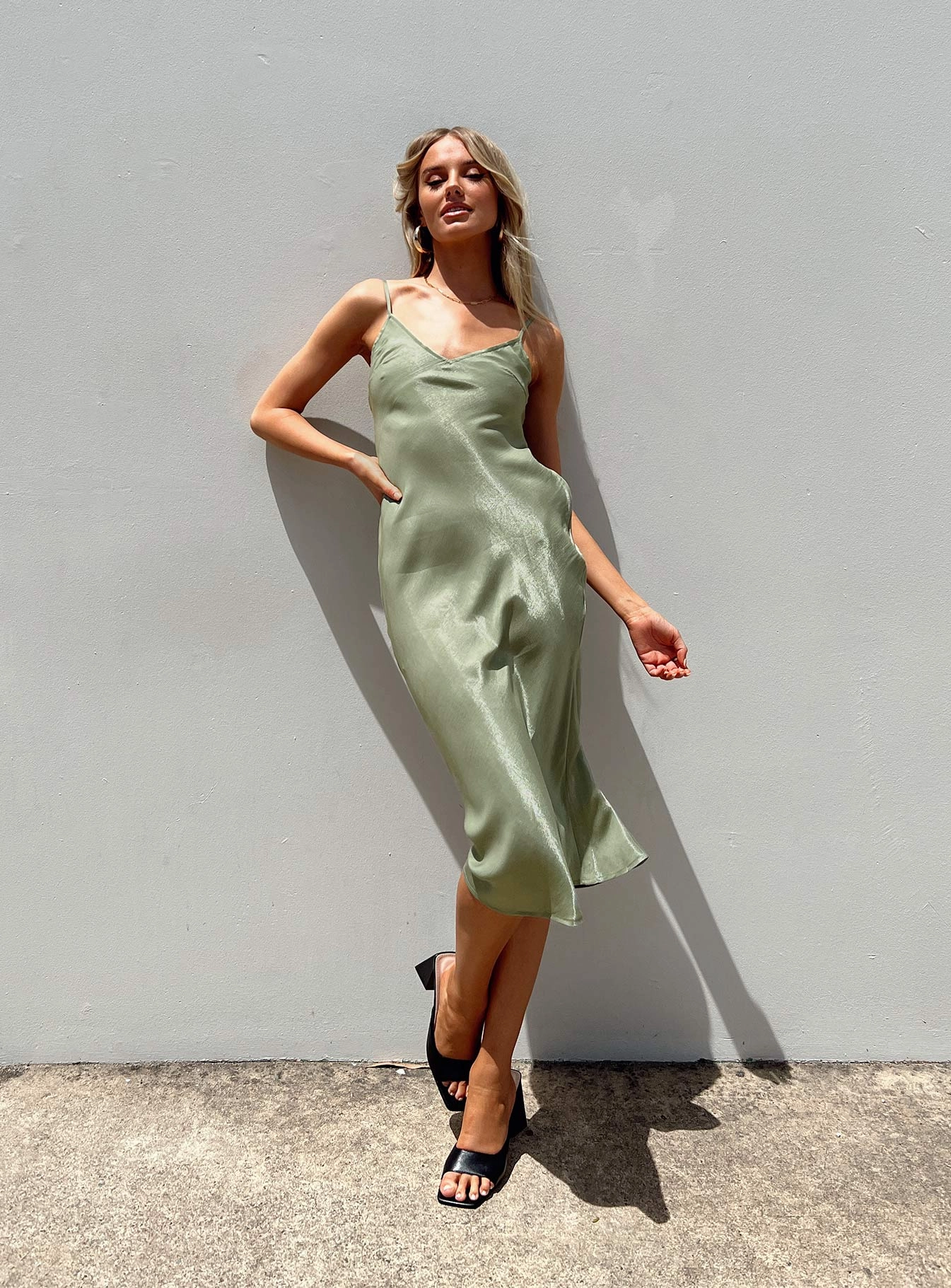 Layered Fit Varese Midi Dress Green