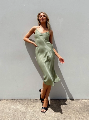 Layered Fit Varese Midi Dress Green