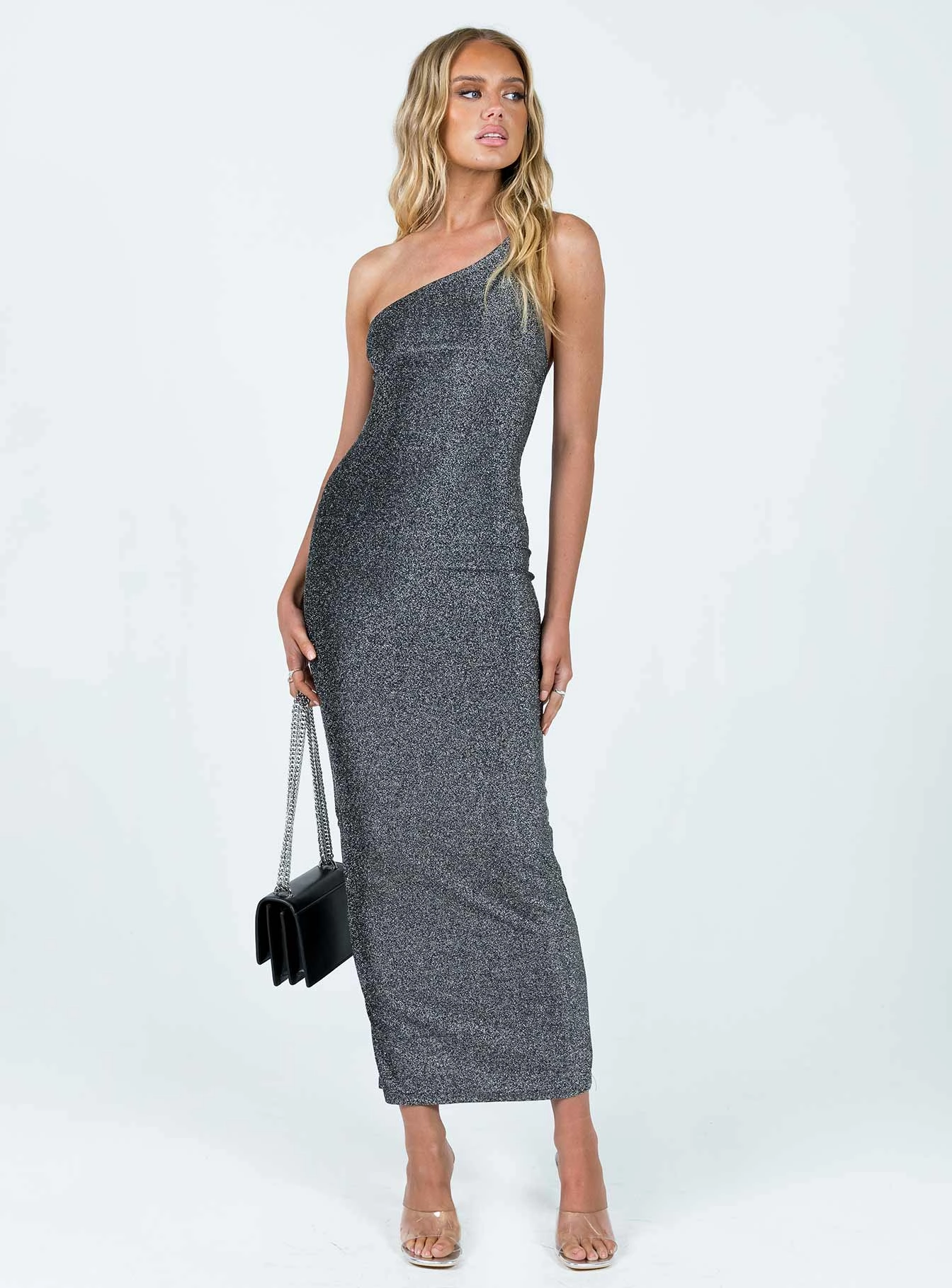 Vee Midi Dress Grey Lace Fine