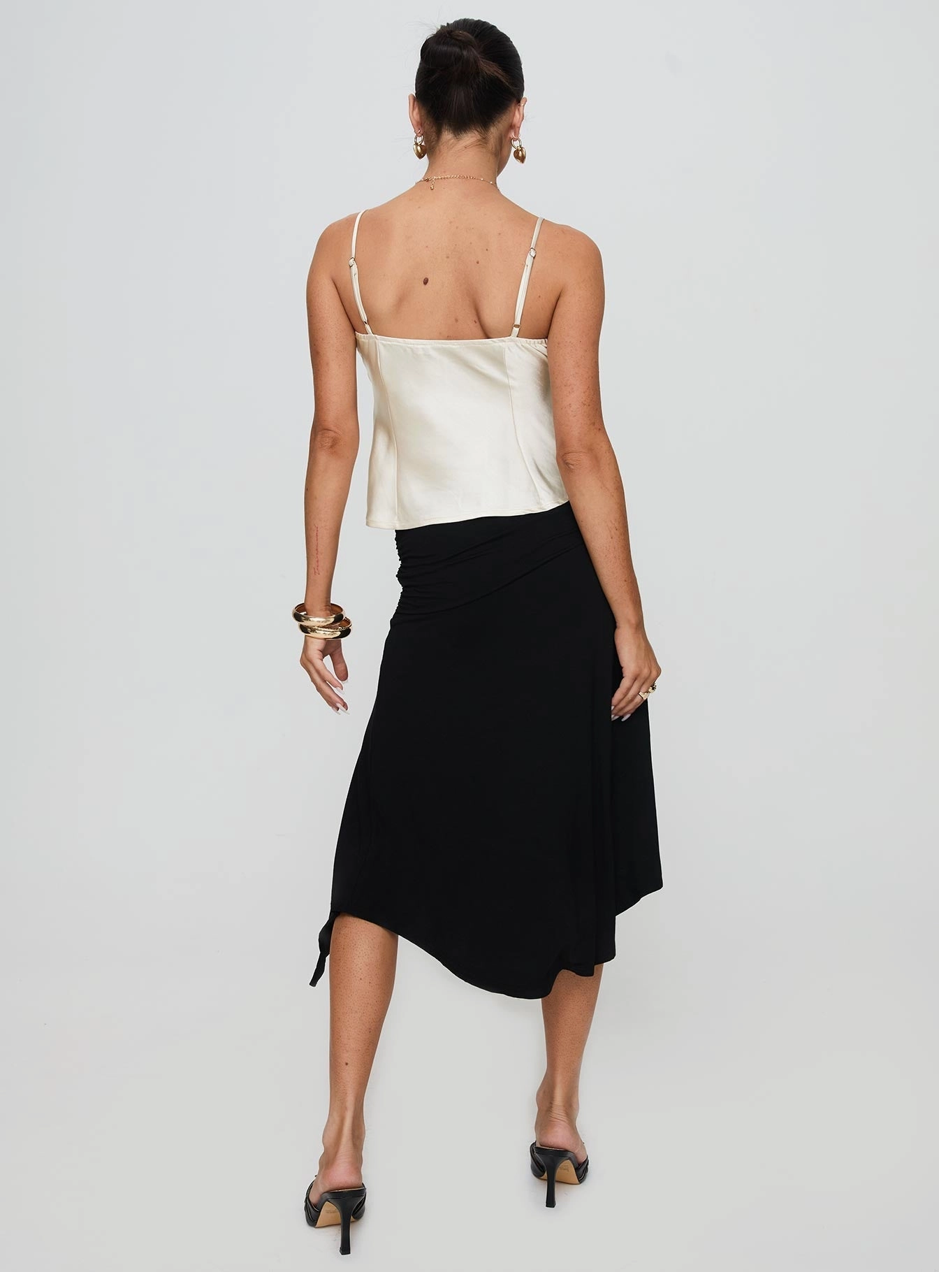 Venissa Ruched Midi Skirt Black Modern Cut Fair trade