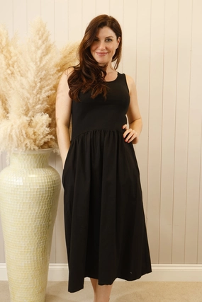 Tie-dye Transitional Style Venus Midi Dress Black