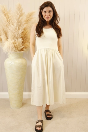 Venus Midi Dress Cream Season Ready Vibrant Tone