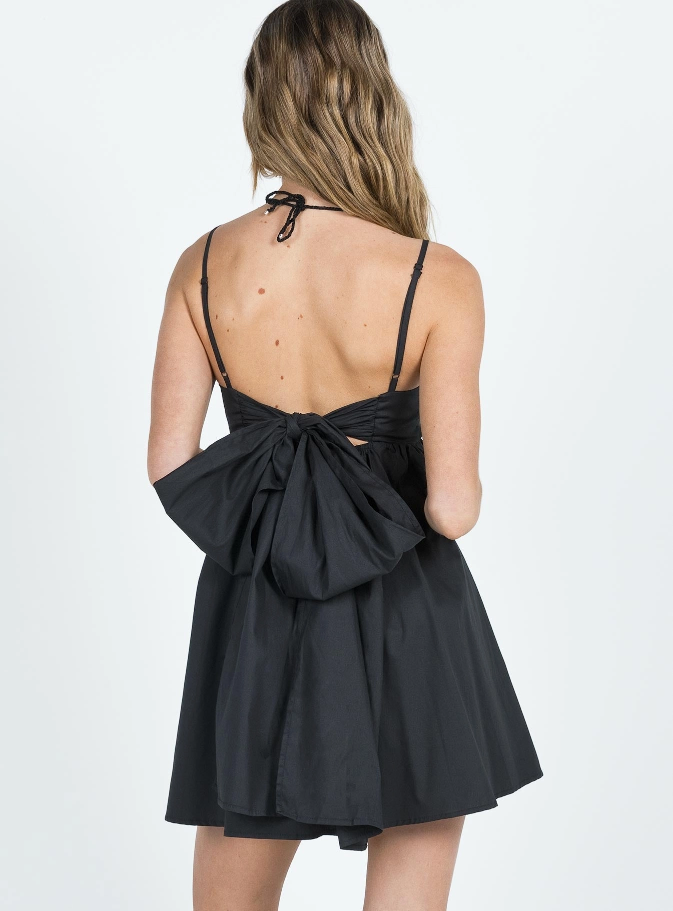 Lynelle Bow Mini Dress Black Soft Motion Chill Vibes